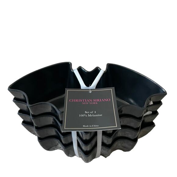 Christian Siriano BLACK BAT Melamine Bowls 7.5x2 Set of 4 Spooky Halloween NEW - Picture 12 of 13